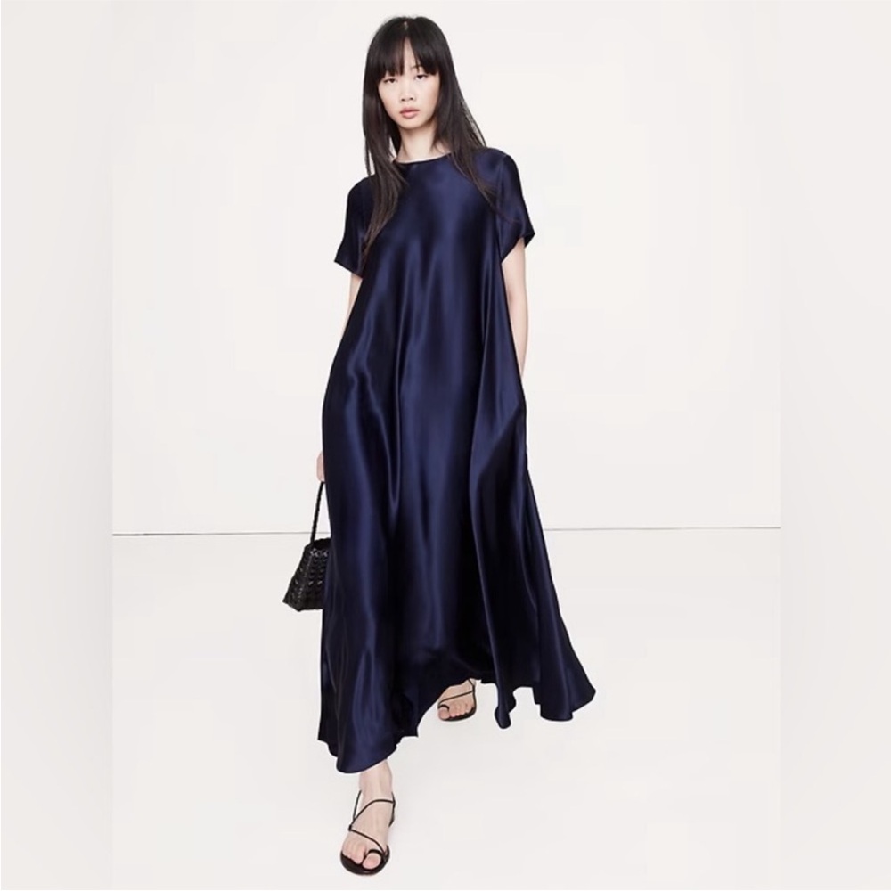 NEW! Banana Republic Italian Satin Trapeze Maxi - Large Tall or XL Regular only - Picture 1 of 4